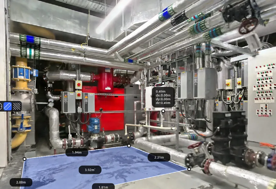 Plant room condition capture with dimensioned annotations